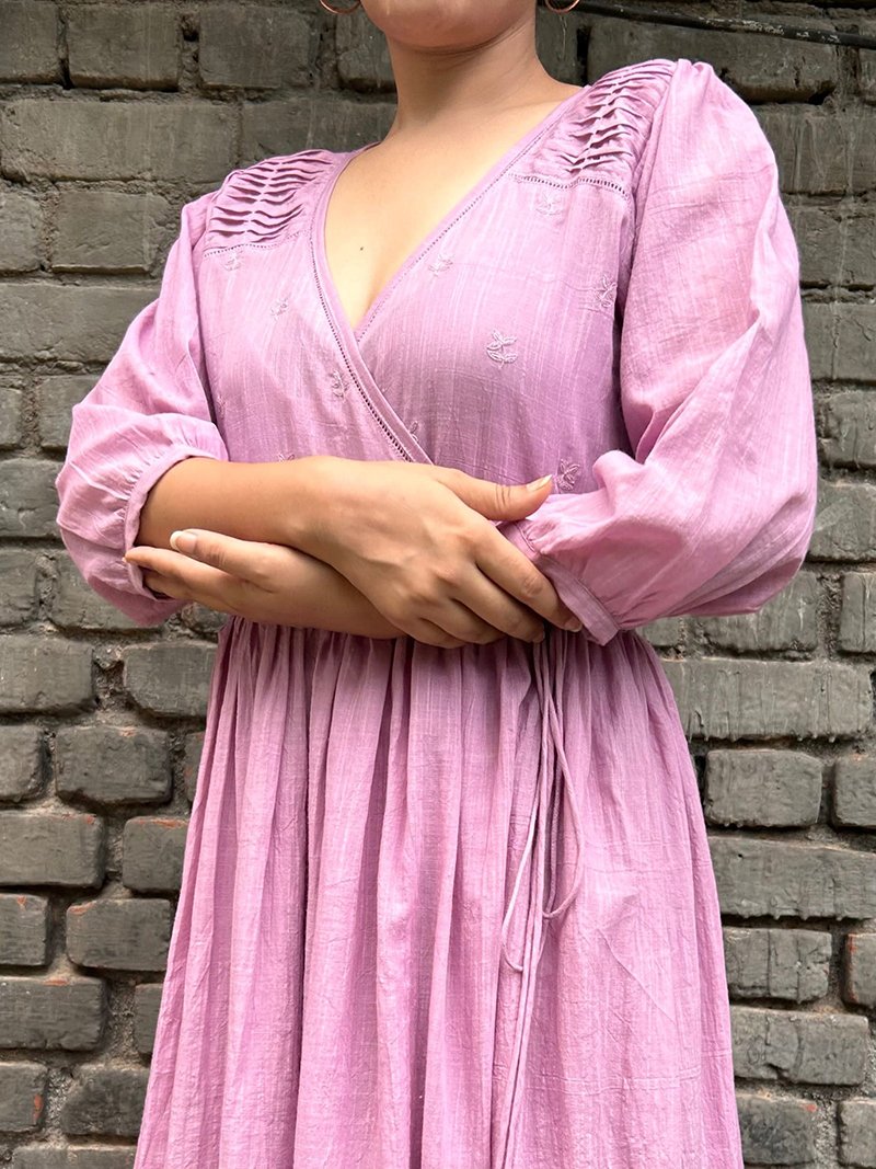 Lavender Rain Angrakha Dress