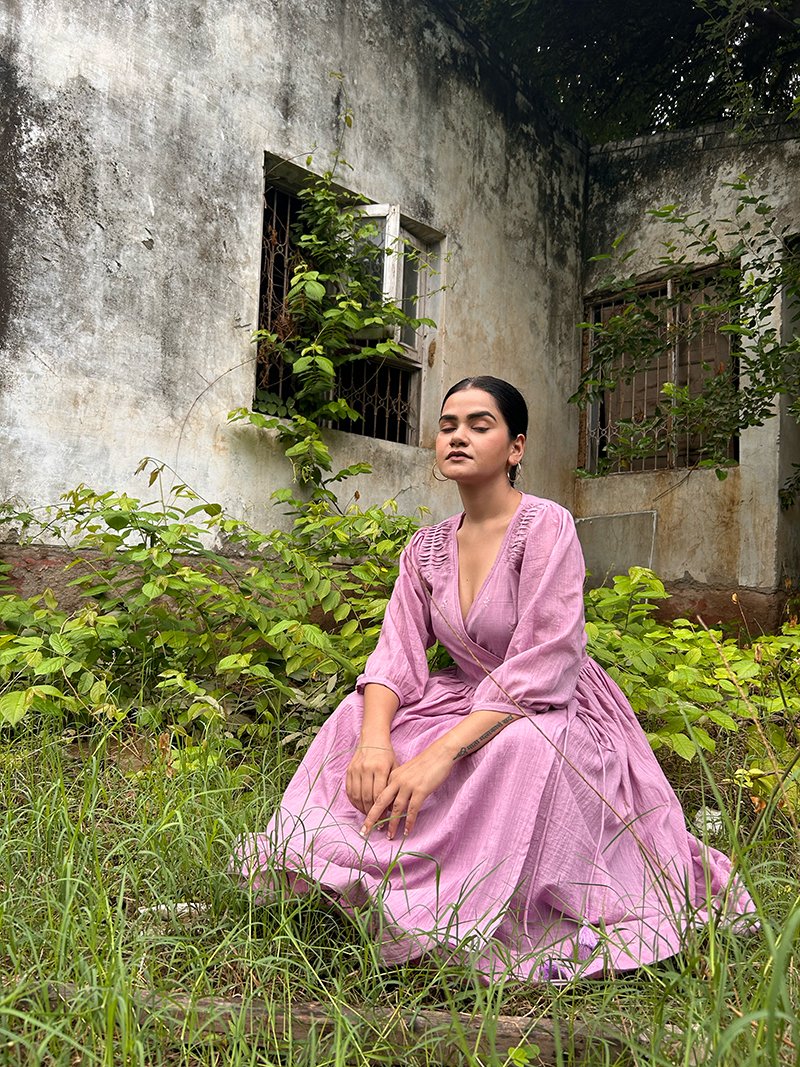 Lavender Rain Angrakha Dress